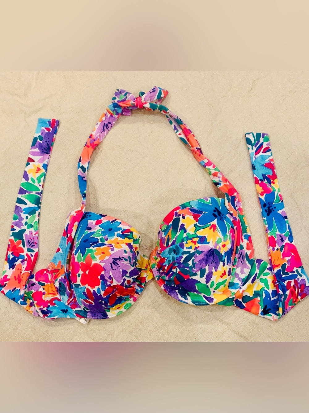 TOMMY BAHAMA Watercolor Floral Underwire Halter Bikini Top 36D SS100275